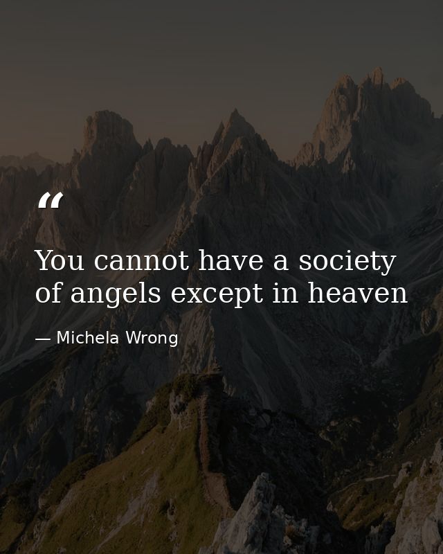 You cannot have a society of angels except in heaven — Michela Wrong