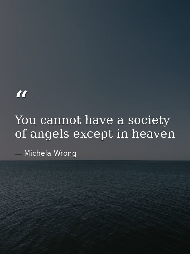 You cannot have a society of angels except in heaven — Michela Wrong