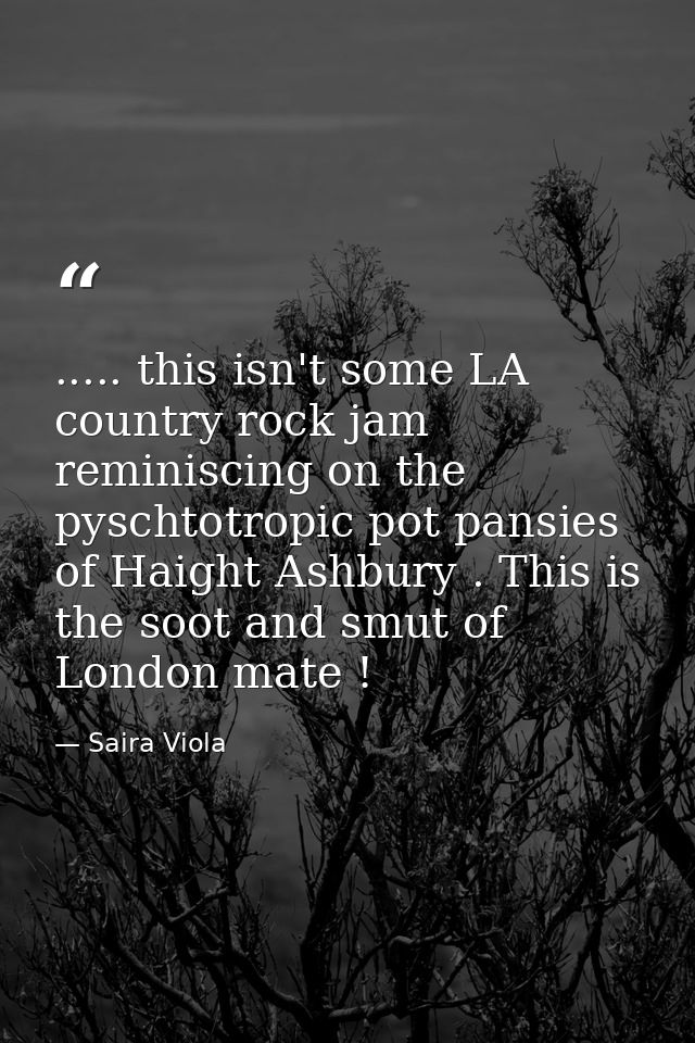 ..... this isn't some LA country rock jam reminiscing on the pyschtotropic pot pansies of Haight Ashbury . This is the s — Saira Viola