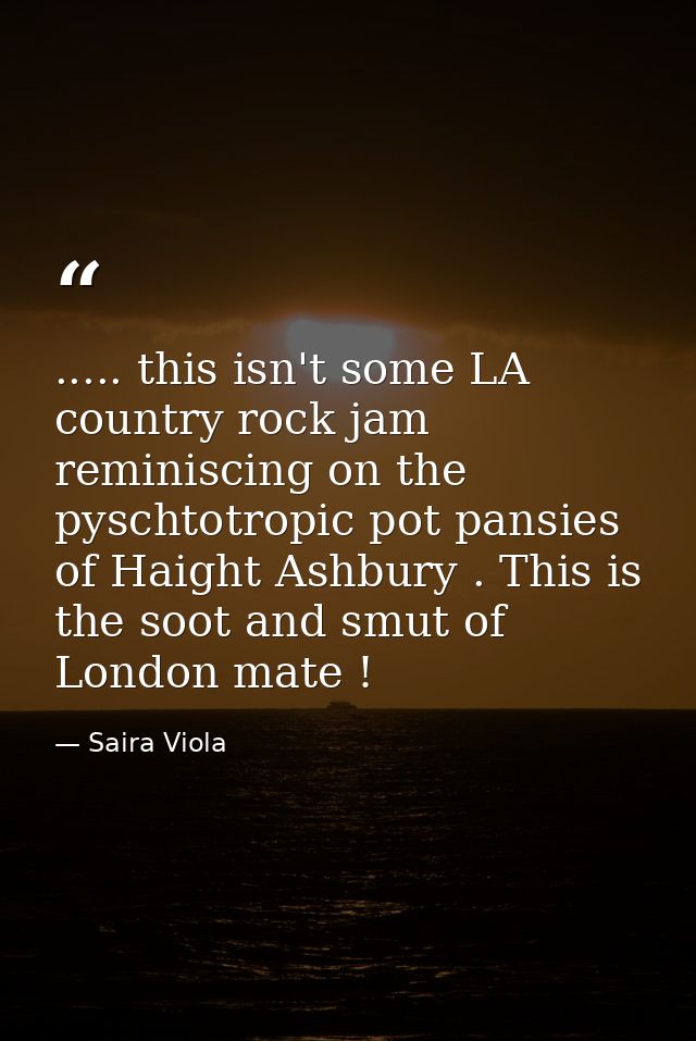 ..... this isn't some LA country rock jam reminiscing on the pyschtotropic pot pansies of Haight Ashbury . This is the s — Saira Viola