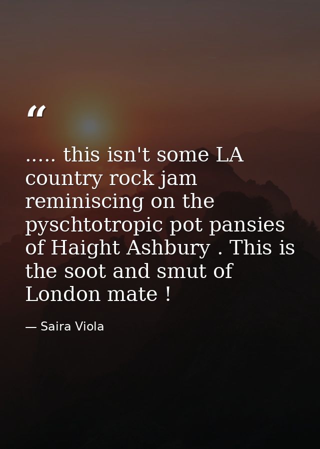 ..... this isn't some LA country rock jam reminiscing on the pyschtotropic pot pansies of Haight Ashbury . This is the s — Saira Viola