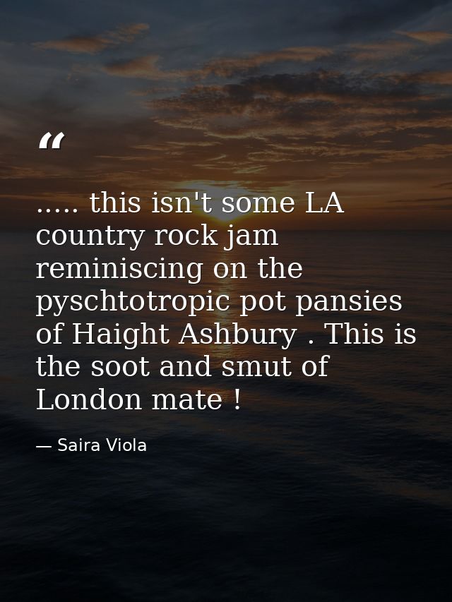 ..... this isn't some LA country rock jam reminiscing on the pyschtotropic pot pansies of Haight Ashbury . This is the s — Saira Viola