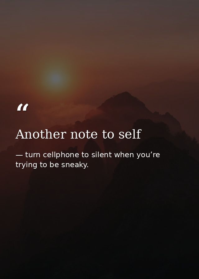 Another note to self — turn cellphone to silent when you’re trying to be sneaky.
