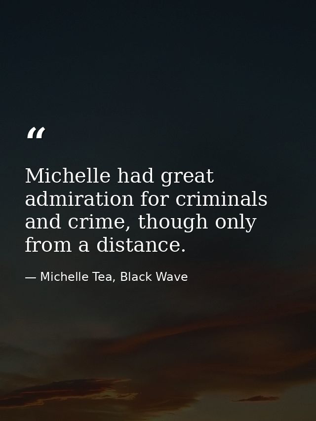 Michelle had great admiration for criminals and crime, though only from a distance. — Michelle Tea, Black Wave
