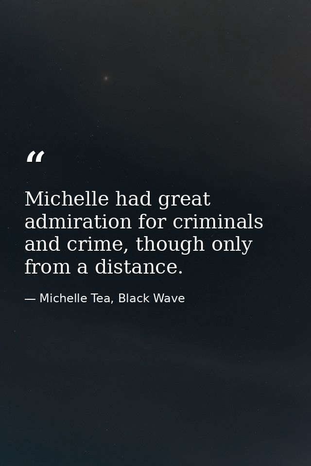 Michelle had great admiration for criminals and crime, though only from a distance. — Michelle Tea, Black Wave