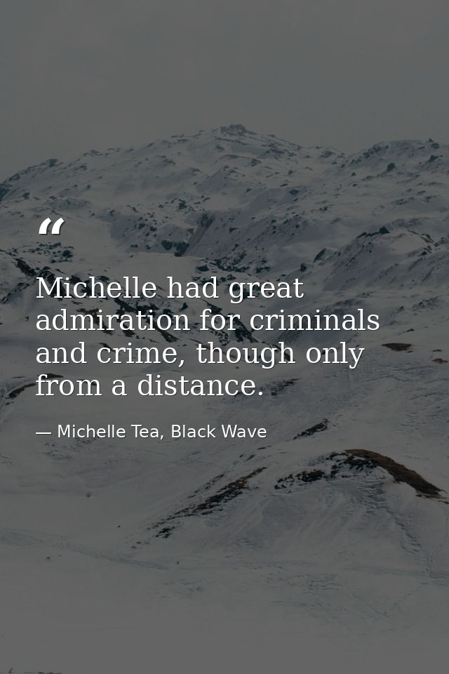Michelle had great admiration for criminals and crime, though only from a distance. — Michelle Tea, Black Wave