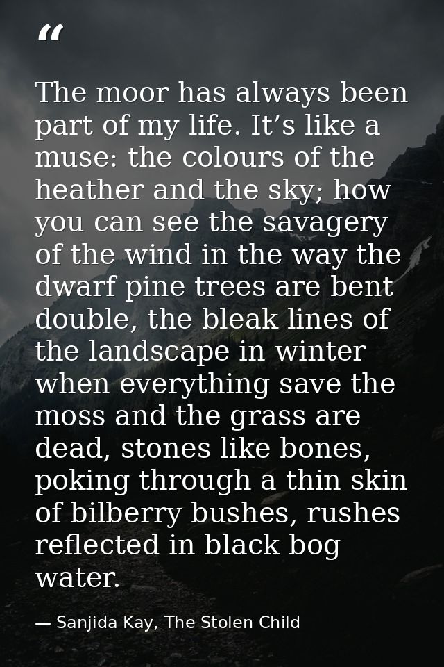 The moor has always been part of my life. It’s like a muse: the colours of the heather and the sky; how you can see the  — Sanjida Kay, The Stolen Child