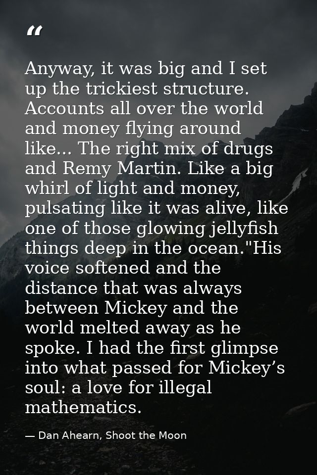 Anyway, it was big and I set up the trickiest structure. Accounts all over the world and money flying around like... The — Dan Ahearn, Shoot the Moon