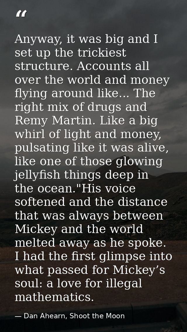 Anyway, it was big and I set up the trickiest structure. Accounts all over the world and money flying around like... The — Dan Ahearn, Shoot the Moon