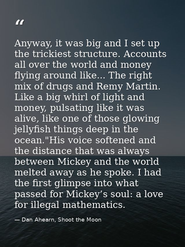 Anyway, it was big and I set up the trickiest structure. Accounts all over the world and money flying around like... The — Dan Ahearn, Shoot the Moon