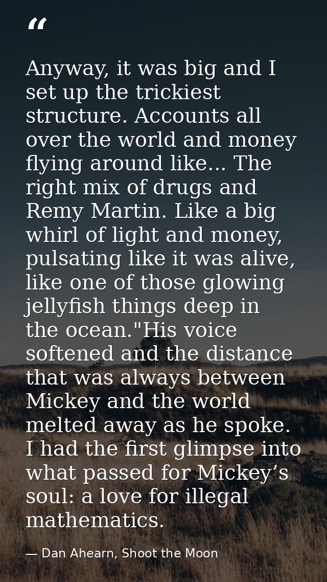 Anyway, it was big and I set up the trickiest structure. Accounts all over the world and money flying around like... The — Dan Ahearn, Shoot the Moon