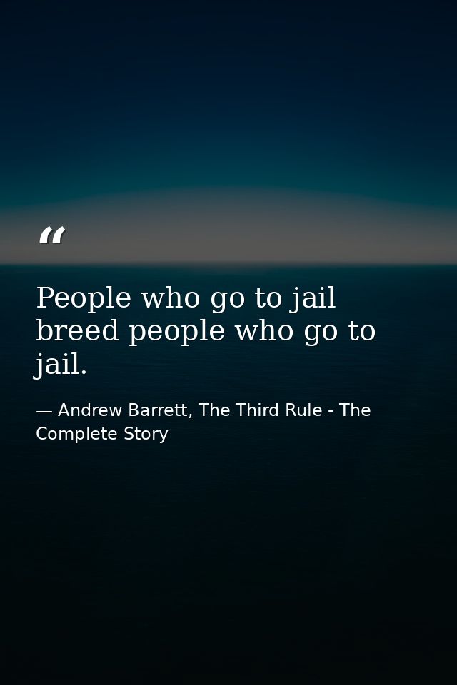 People who go to jail breed people who go to jail. — Andrew Barrett, The Third Rule - The Complete Story