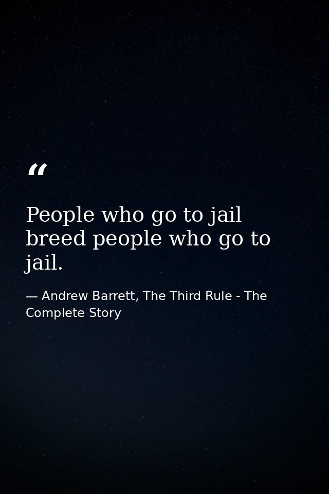 People who go to jail breed people who go to jail. — Andrew Barrett, The Third Rule - The Complete Story