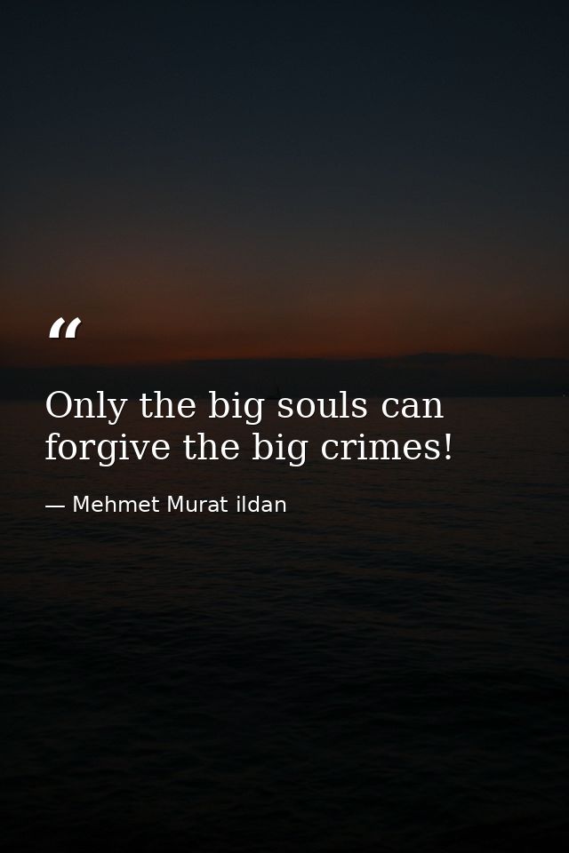 Only the big souls can forgive the big crimes! — Mehmet Murat ildan