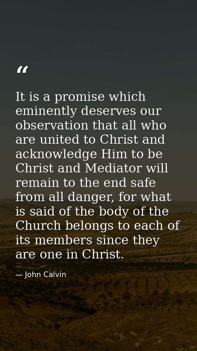 It is a promise which eminently deserves our observation that all who are united to Christ and acknowledge Him to be Chr — John Calvin