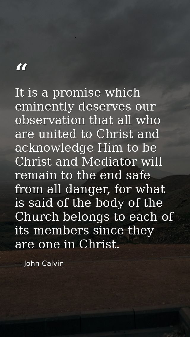 It is a promise which eminently deserves our observation that all who are united to Christ and acknowledge Him to be Chr — John Calvin