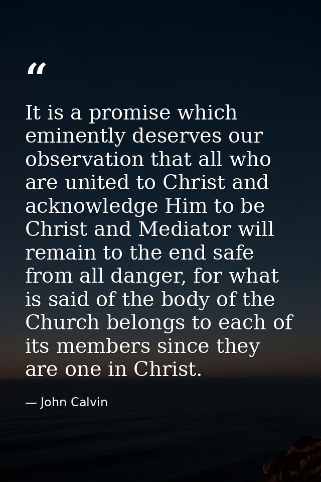 It is a promise which eminently deserves our observation that all who are united to Christ and acknowledge Him to be Chr — John Calvin