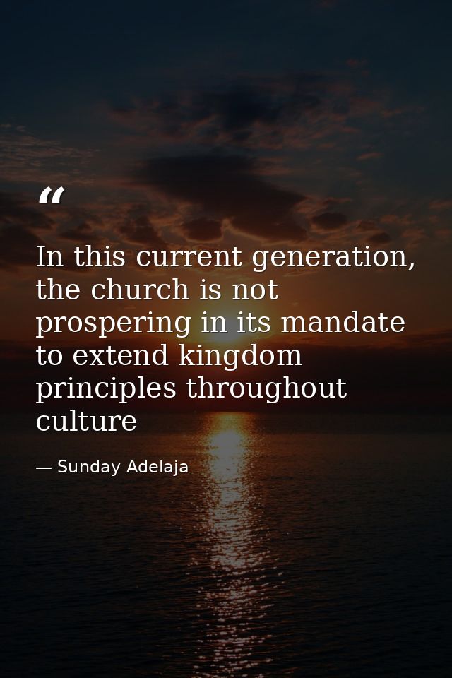 In this current generation, the church is not prospering in its mandate to extend kingdom principles throughout culture — Sunday Adelaja