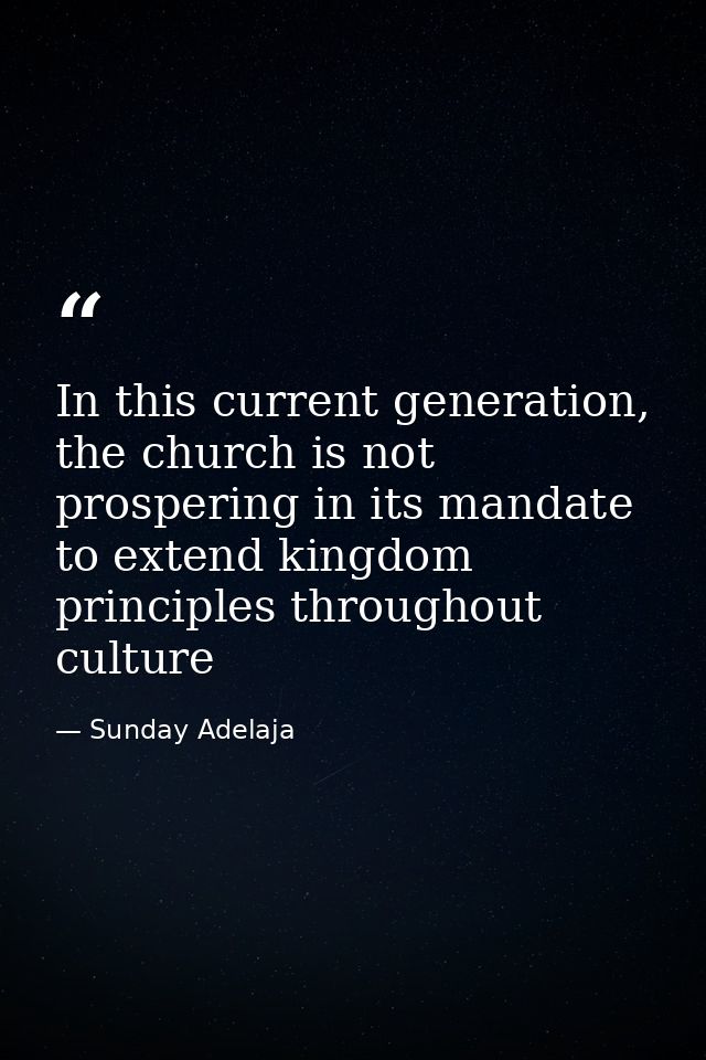 In this current generation, the church is not prospering in its mandate to extend kingdom principles throughout culture — Sunday Adelaja
