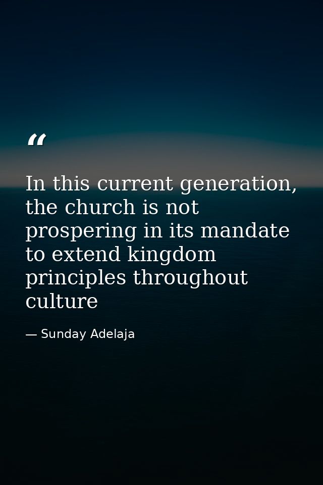 In this current generation, the church is not prospering in its mandate to extend kingdom principles throughout culture — Sunday Adelaja