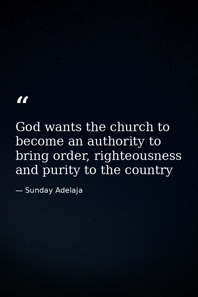 God wants the church to become an authority to bring order, righteousness and purity to the country — Sunday Adelaja