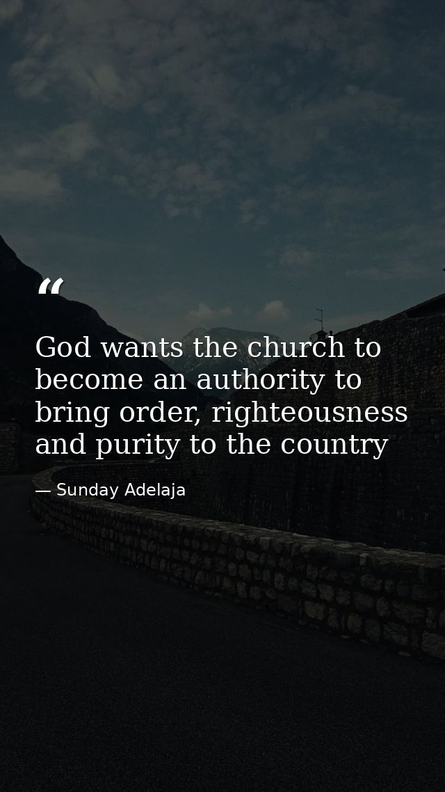 God wants the church to become an authority to bring order, righteousness and purity to the country — Sunday Adelaja