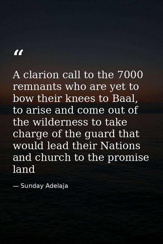 A clarion call to the 7000 remnants who are yet to bow their knees to Baal, to arise and come out of the wilderness to t — Sunday Adelaja