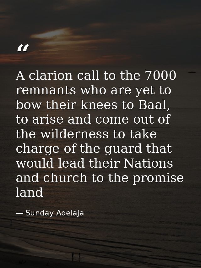 A clarion call to the 7000 remnants who are yet to bow their knees to Baal, to arise and come out of the wilderness to t — Sunday Adelaja