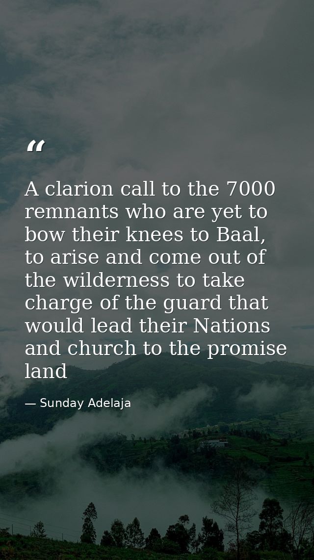 A clarion call to the 7000 remnants who are yet to bow their knees to Baal, to arise and come out of the wilderness to t — Sunday Adelaja
