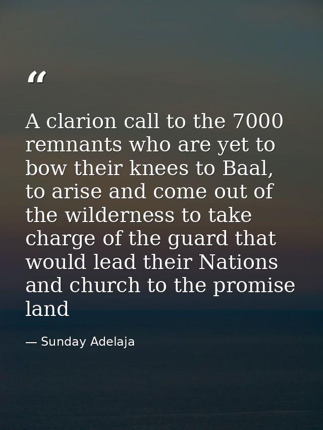 A clarion call to the 7000 remnants who are yet to bow their knees to Baal, to arise and come out of the wilderness to t — Sunday Adelaja