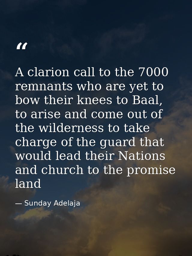 A clarion call to the 7000 remnants who are yet to bow their knees to Baal, to arise and come out of the wilderness to t — Sunday Adelaja