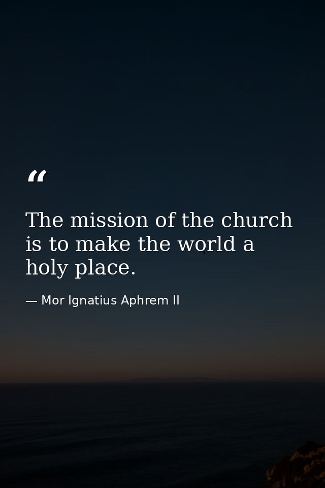 The mission of the church is to make the world a holy place. — Mor Ignatius Aphrem II