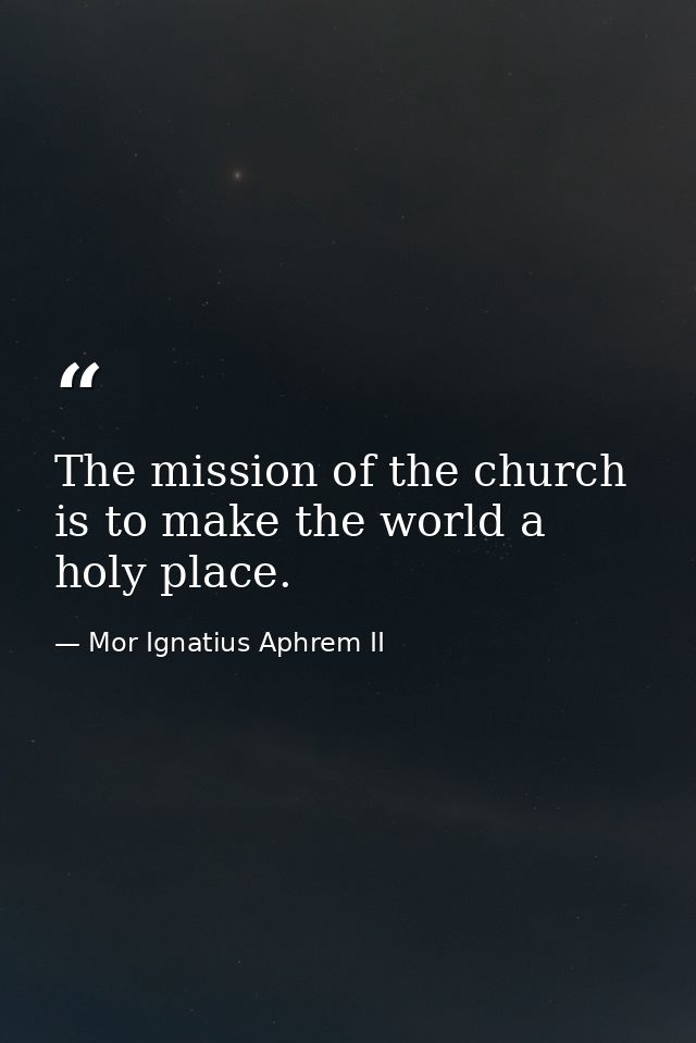 The mission of the church is to make the world a holy place. — Mor Ignatius Aphrem II