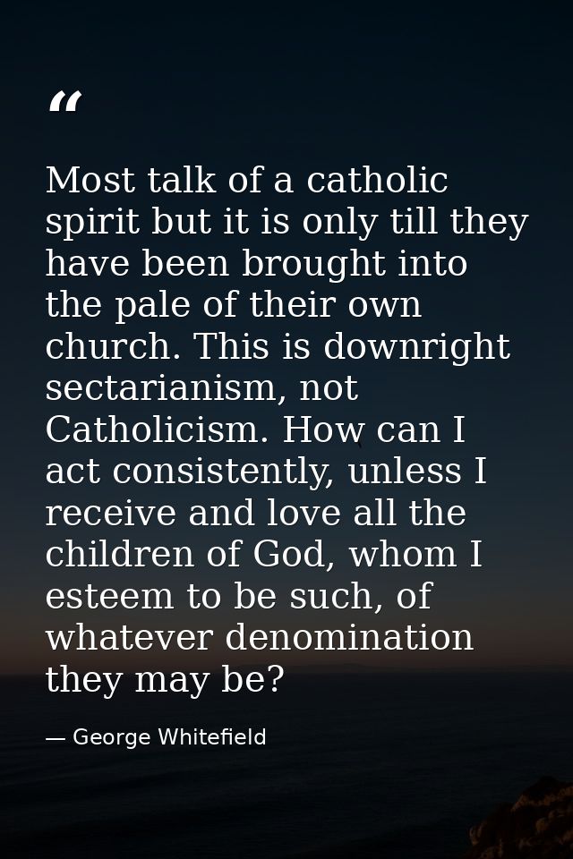 Most talk of a catholic spirit but it is only till they have been brought into the pale of their own church. This is dow — George Whitefield