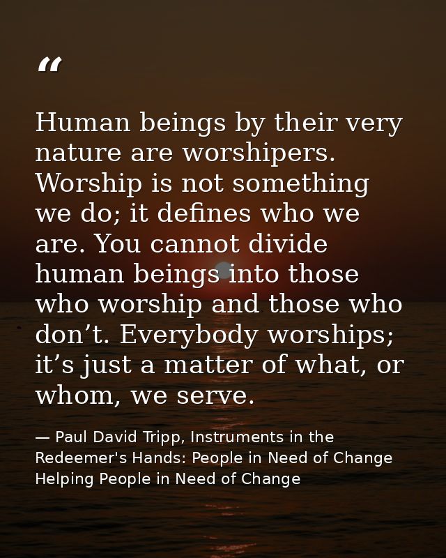 Human beings by their very nature are worshipers. Worship is not something we do; it defines who we are. You cannot divi — Paul David Tripp, Instruments in the Redeemer's Hands: People in Need of Change Helping People in Need of Change