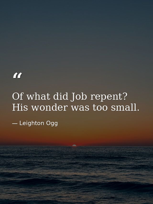 Of what did Job repent? His wonder was too small. — Leighton Ogg