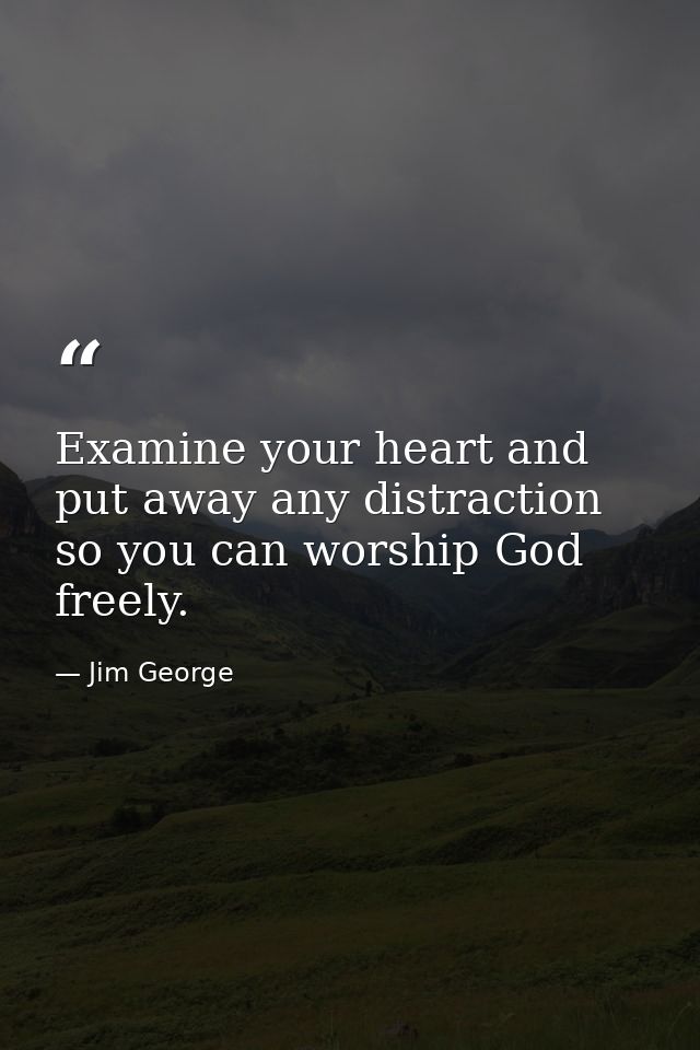 Examine your heart and put away any distraction so you can worship God freely. — Jim George