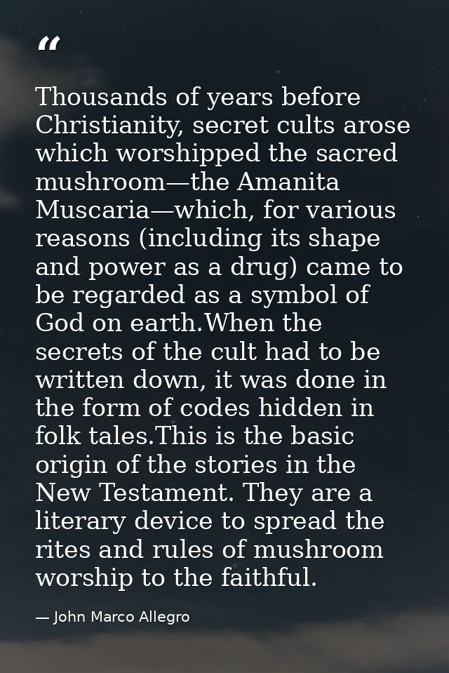 Thousands of years before Christianity, secret cults arose which worshipped the sacred mushroom—the Amanita Muscaria—whi — John Marco Allegro