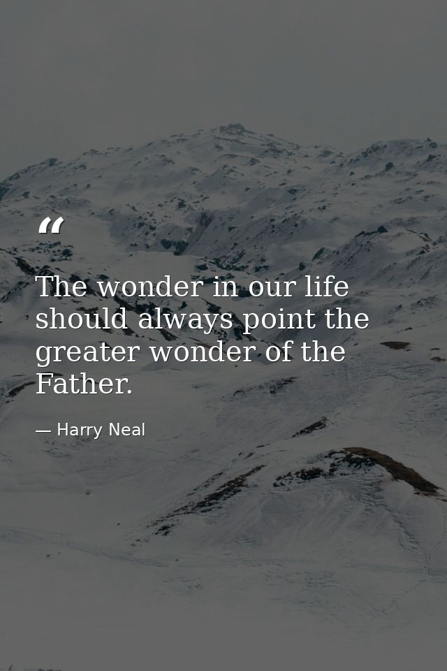 The wonder in our life should always point the greater wonder of the Father. — Harry Neal