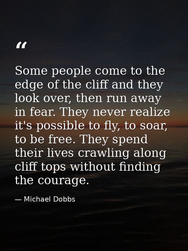 Some people come to the edge of the cliff and they look over, then run away in fear. They never realize it's possible to — Michael Dobbs