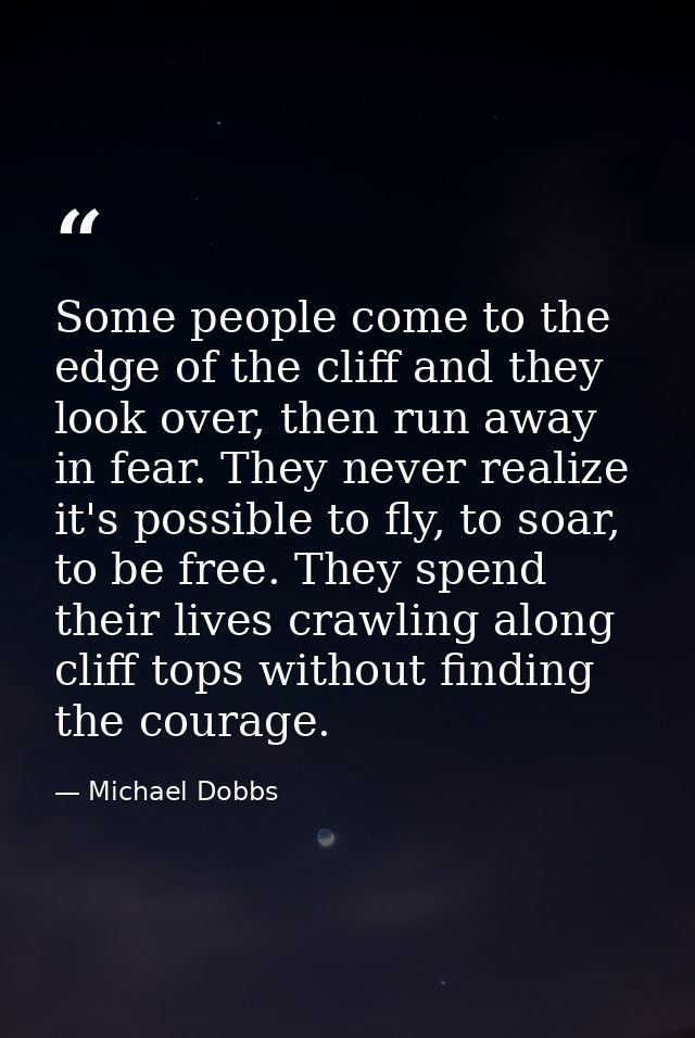 Some people come to the edge of the cliff and they look over, then run away in fear. They never realize it's possible to — Michael Dobbs