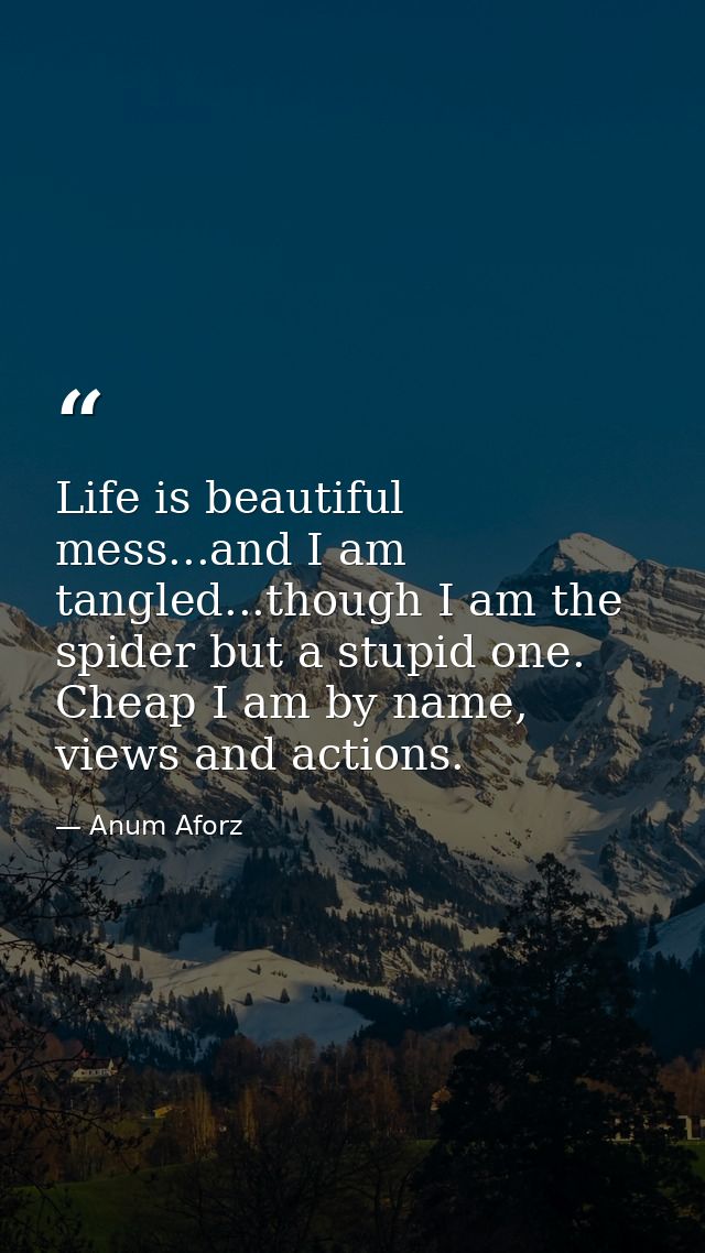 Life is beautiful mess...and I am tangled...though I am the spider but a stupid one. Cheap I am by name, views and actio — Anum Aforz