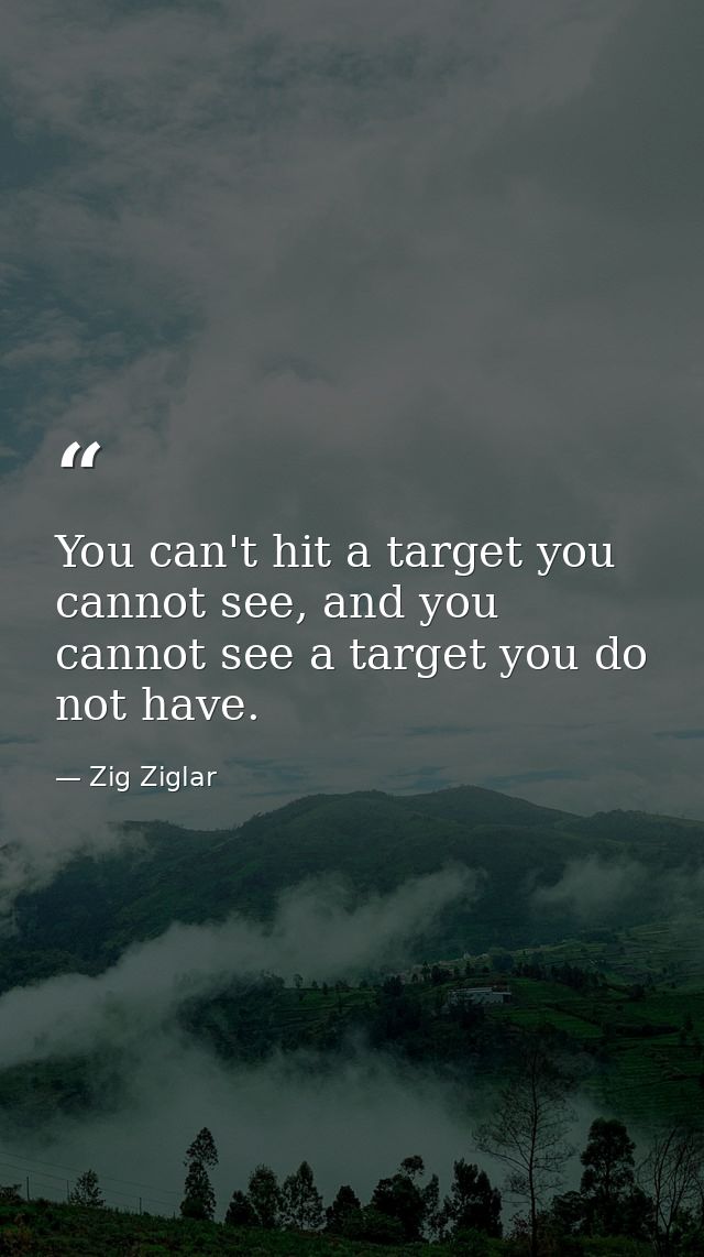 You can't hit a target you cannot see, and you cannot see a target you do not have. — Zig Ziglar