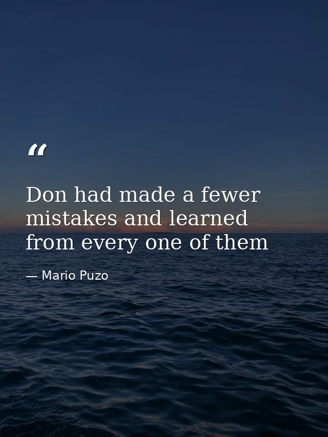 Don had made a fewer mistakes and learned from every one of them — Mario Puzo