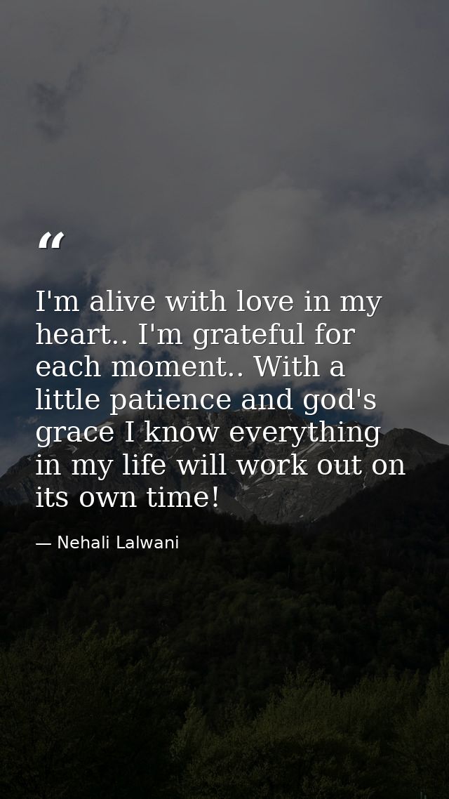I'm alive with love in my heart.. I'm grateful for each moment.. With a little patience and god's grace I know everythin — Nehali Lalwani