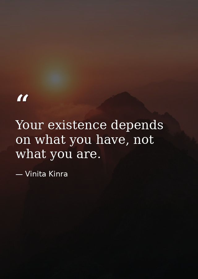 Your existence depends on what you have, not what you are. — Vinita Kinra