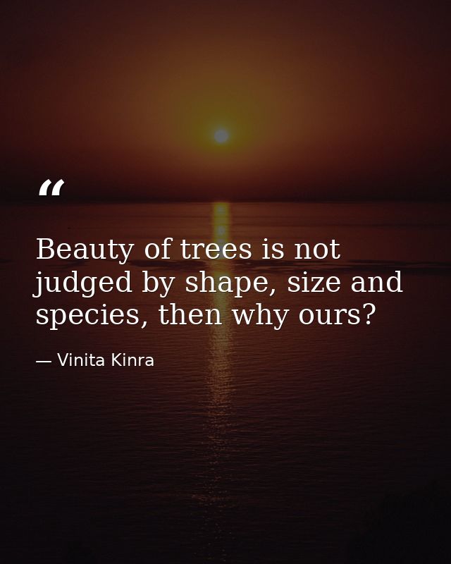 Beauty of trees is not judged by shape, size and species, then why ours? — Vinita Kinra