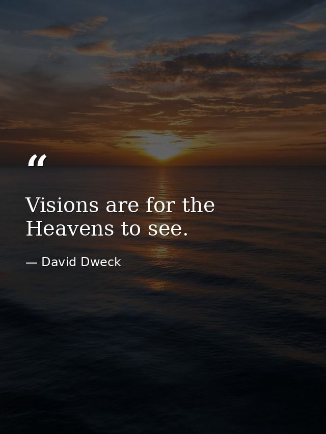 Visions are for the Heavens to see. — David Dweck