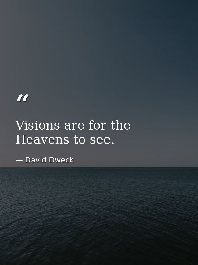 Visions are for the Heavens to see. — David Dweck