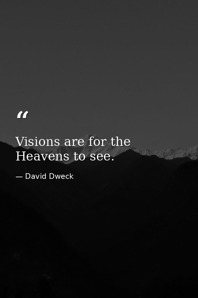 Visions are for the Heavens to see. — David Dweck